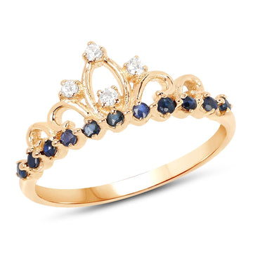 Quintessence Fine Jewelry Rings Sapphire and Diamond Tiara Ring in 14K Yellow Gold